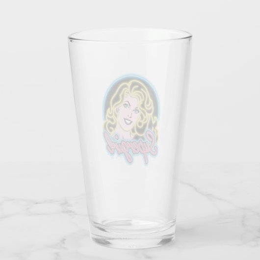 Supergirl Retro Neon Lights Grafisch Glas (Achterkant)