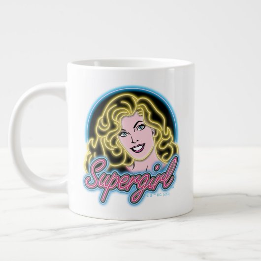 Supergirl Retro Neon Lights Grafisch Grote Koffiekop (Links)