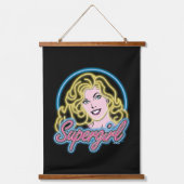 Supergirl Retro Neon Lights Grafisch Hangend Wandkleed (Voorkant)