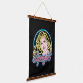 Supergirl Retro Neon Lights Grafisch Hangend Wandkleed (Gebogen)
