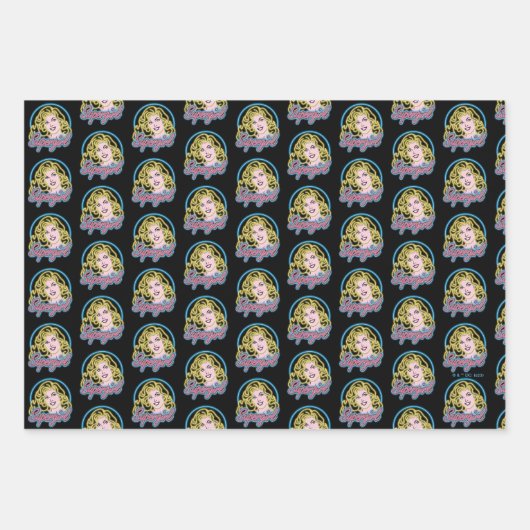 Supergirl Retro Neon Lights Grafisch Inpakpapier Vel (Voorkant 3)