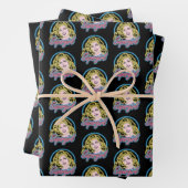 Supergirl Retro Neon Lights Grafisch Inpakpapier Vel (In situ)