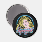 Supergirl Retro Neon Lights Grafisch Magneet (Voorkant / Achterkant)
