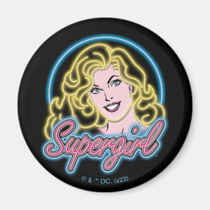 Supergirl Retro Neon Lights Grafisch Magneet