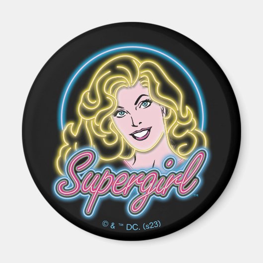 Supergirl Retro Neon Lights Grafisch Magneet (Voorkant)