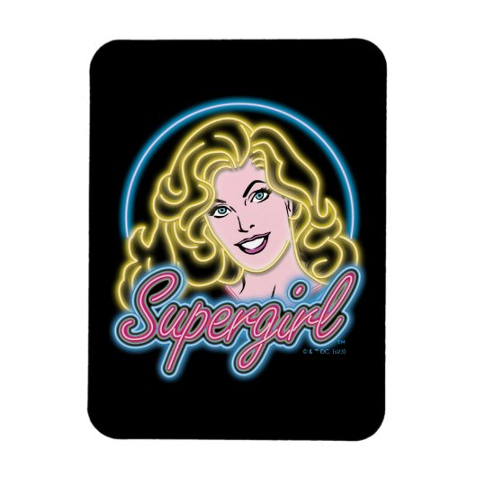Supergirl Retro Neon Lights Grafisch Magneet (Verticaal)