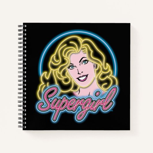 Supergirl Retro Neon Lights Grafisch Notitieboek (Voorkant)
