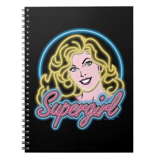 Supergirl Retro Neon Lights Grafisch Notitieboek (Voorkant)