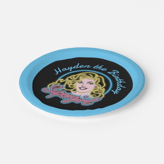 Supergirl Retro Neon Lights Grafisch Papieren Bordje (Gekanteld)