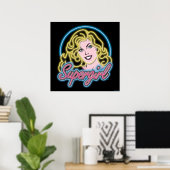 Supergirl Retro Neon Lights Grafisch Poster (Thuiskantoor)