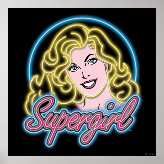 Supergirl Retro Neon Lights Grafisch Poster (Voorkant)