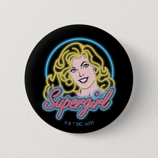 Supergirl Retro Neon Lights Grafisch Ronde Button 5,7 Cm (Voorkant)