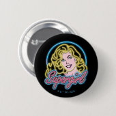 Supergirl Retro Neon Lights Grafisch Ronde Button 5,7 Cm (Voorkant /achterkant)