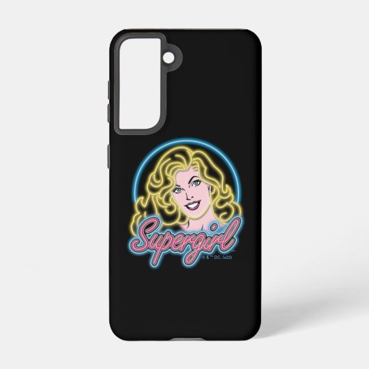 Supergirl Retro Neon Lights Grafisch Samsung Galaxy Hoesje (Achterkant)