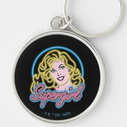 Supergirl Retro Neon Lights Grafisch Sleutelhanger (Voorkant)