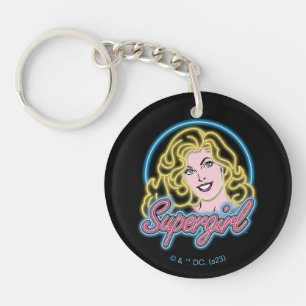 Supergirl Retro Neon Lights Grafisch Sleutelhanger