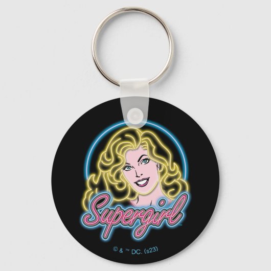 Supergirl Retro Neon Lights Grafisch Sleutelhanger (Voorkant)
