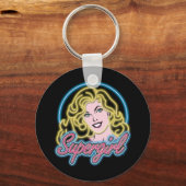 Supergirl Retro Neon Lights Grafisch Sleutelhanger (Achterkant)