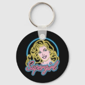 Supergirl Retro Neon Lights Grafisch Sleutelhanger (Achterkant)