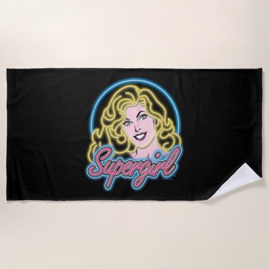 Supergirl Retro Neon Lights Grafisch Strandlaken (Voorkant)