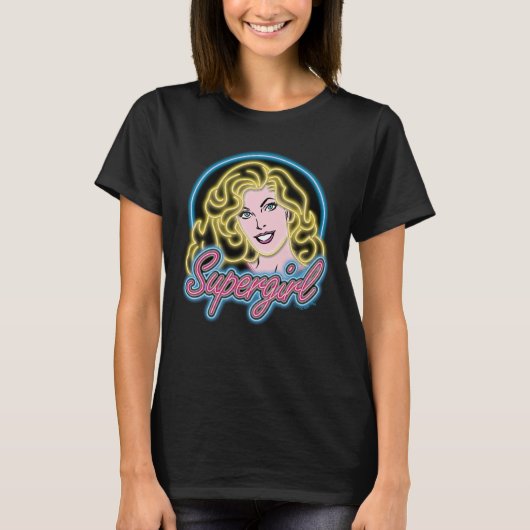 Supergirl Retro Neon Lights Grafisch T-shirt (Voorkant)