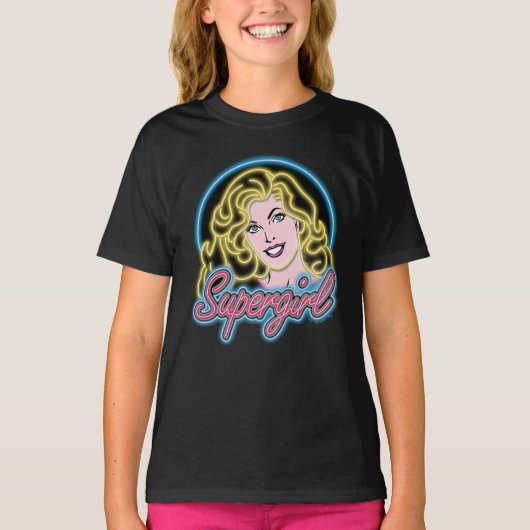 Supergirl Retro Neon Lights Grafisch T-shirt (Voorkant)