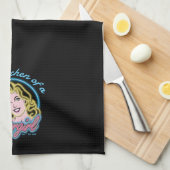 Supergirl Retro Neon Lights Grafisch Theedoek (Quarter Fold)