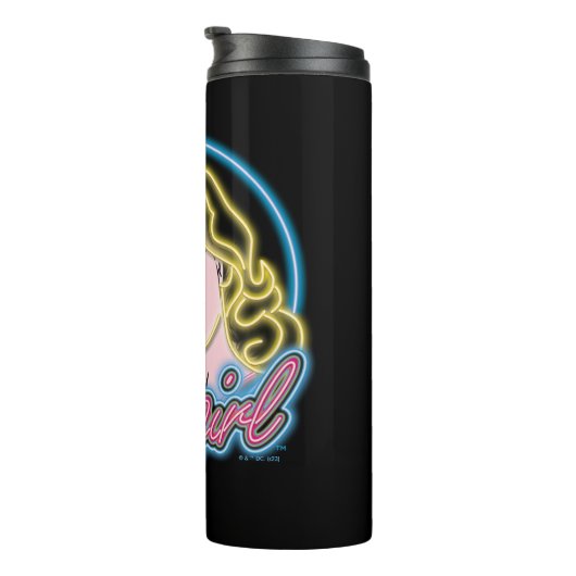 Supergirl Retro Neon Lights Grafisch Thermosbeker (Geroteerd rechts)