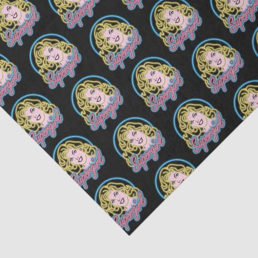 Supergirl Retro Neon Lights Grafisch Tissuepapier (Detail)