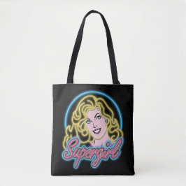 Supergirl Retro Neon Lights Grafisch Tote Bag