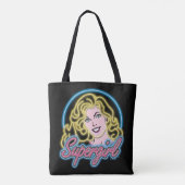 Supergirl Retro Neon Lights Grafisch Tote Bag (Achterkant)