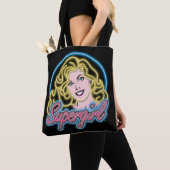 Supergirl Retro Neon Lights Grafisch Tote Bag (Dichtbij)
