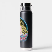 Supergirl Retro Neon Lights Grafisch Waterfles (Achterkant)