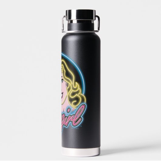 Supergirl Retro Neon Lights Grafisch Waterfles (Achterkant)