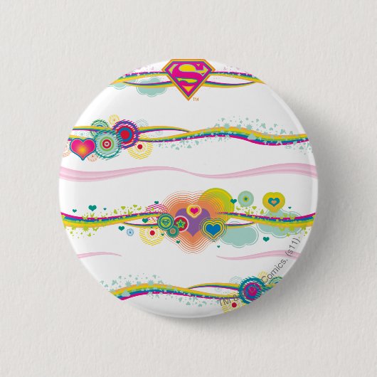 Supergirl Retro Rainbow Ronde Button 5,7 Cm (Voorkant)