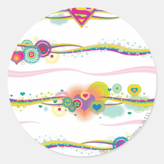 Supergirl Retro Rainbow Ronde Sticker (Voorkant)
