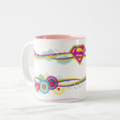 Supergirl Retro Rainbow Tweekleurige Koffiemok (Voorkant links)