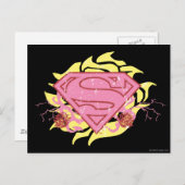 Supergirl roze bloemen briefkaart (Voorkant / Achterkant)
