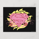 Supergirl roze bloemen briefkaart (Voorkant)