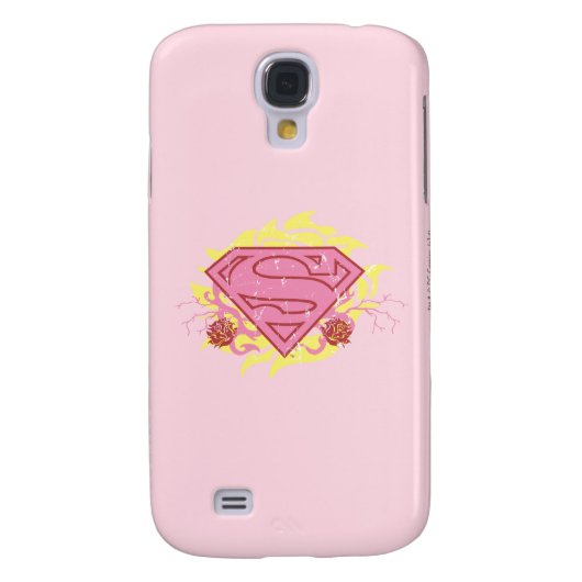 Supergirl roze bloemen Case-Mate samsung galaxy hoesje (Achterkant)