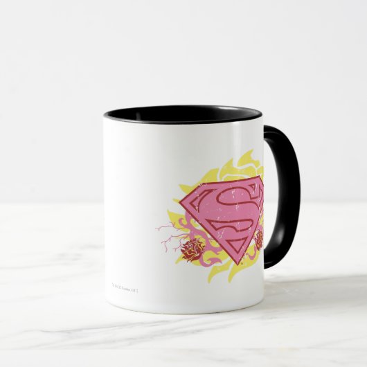 Supergirl roze bloemen mok (Voorkant rechts)