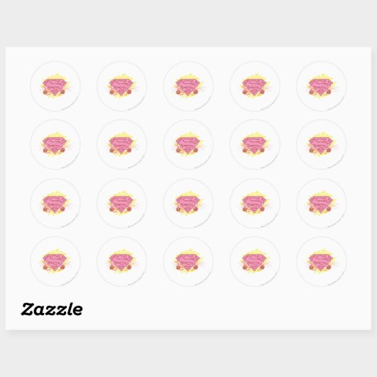 Supergirl roze bloemen ronde sticker (Vel)