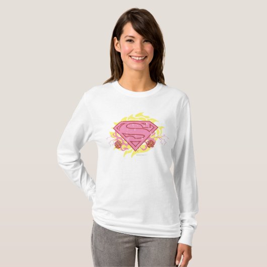 Supergirl roze bloemen t-shirt (Voorkant volledig)