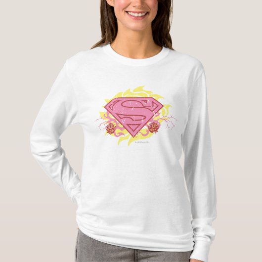 Supergirl roze bloemen t-shirt (Voorkant)