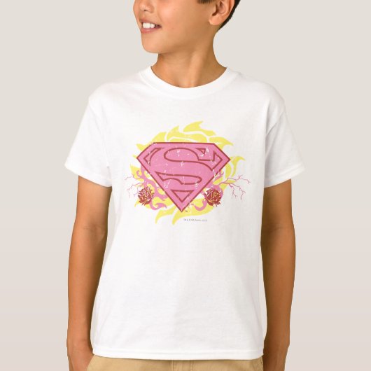 Supergirl roze bloemen t-shirt (Voorkant)