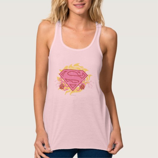Supergirl roze bloemen tanktop (Voorkant)
