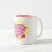 Supergirl roze bloemen tweekleurige koffiemok (Voorkant rechts)
