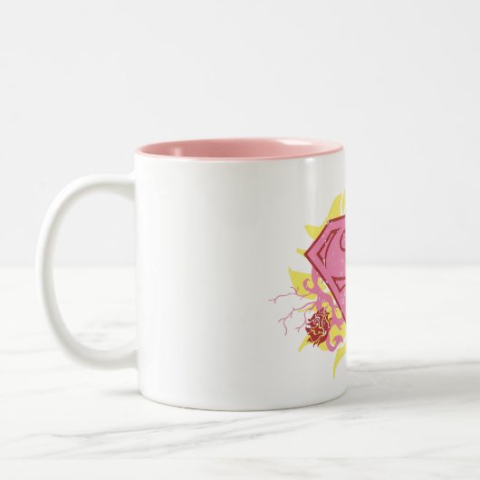 Supergirl roze bloemen tweekleurige koffiemok (Links)