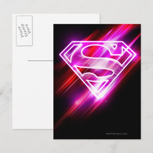 Supergirl roze briefkaart (Voorkant / Achterkant)