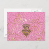 Supergirl roze briefkaart (Voorkant / Achterkant)